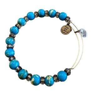 Alex and Ani Turquoise and Gold Charm Bracelet